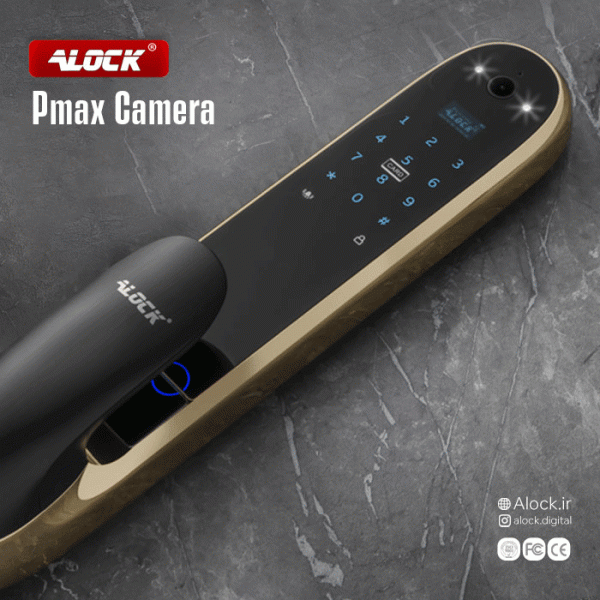 دستگیره چشمی دار و قفل اثر انگشتی دیجیتال ALOCK مدل Pmax Camera Gold